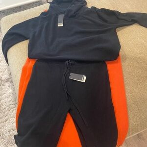 NWT Monrow Black Jogger hoodie set cashmere blend